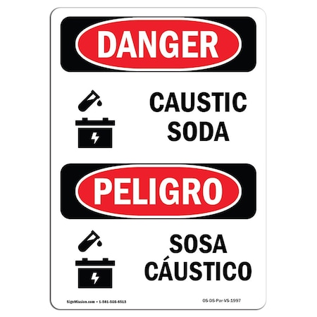 Signmission Safety Sign, OSHA Danger, 14" Height, Rigid Plastic, Sosa Caustica, Bilingual Spanish OS-DS-P-1014-VS-1997
